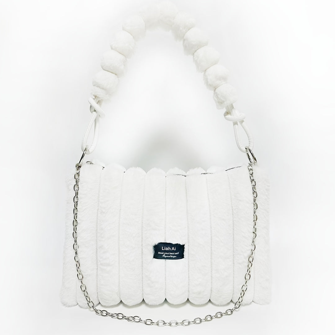 Street-Chic Large Chain-Link Soft Plush Handbags - Flossy Mom