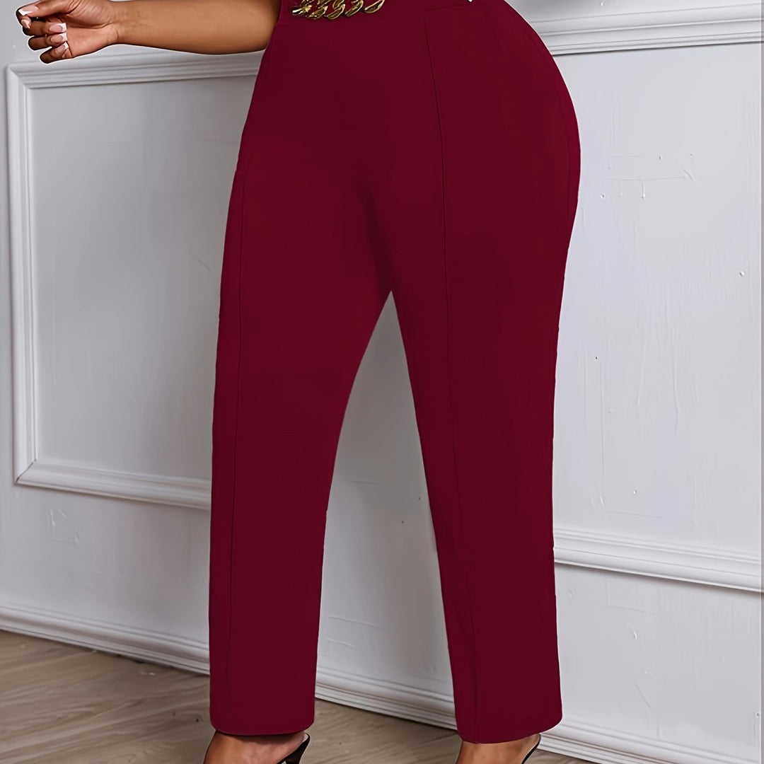 All-Day Comfort 💼 Plus Size Straight-Leg Work Pants - Flossy Mom