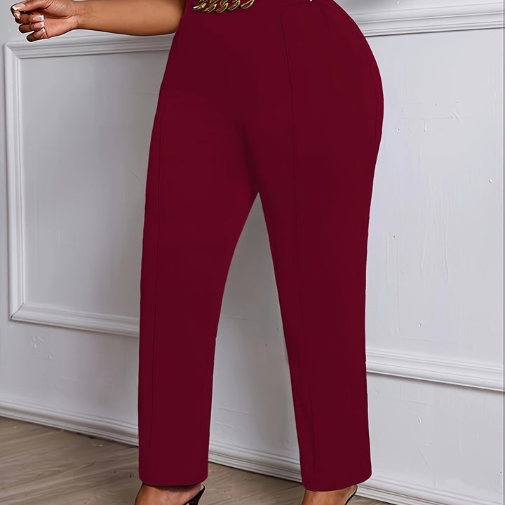 All-Day Comfort 💼 Plus Size Straight-Leg Work Pants - Flossy Mom