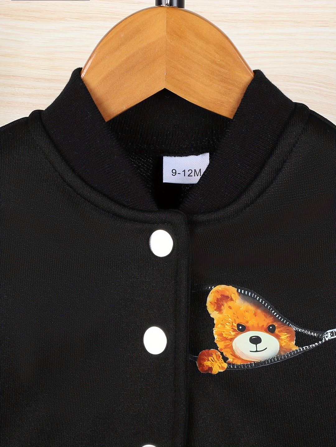 🐻 Cozy Peeking Bear Print Varsity Jacket + Pants - Flossy Mom