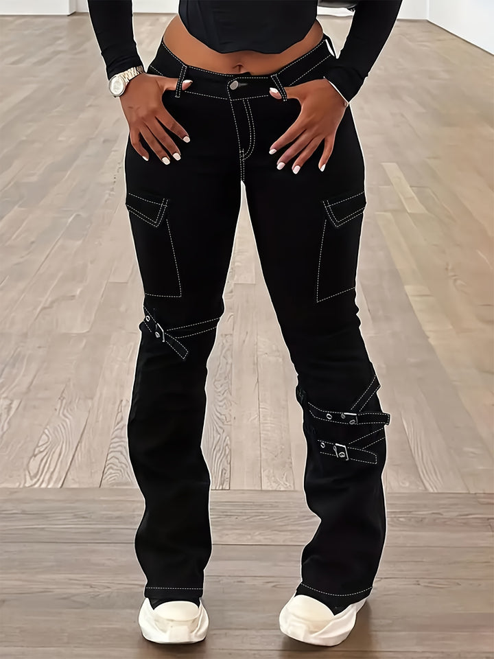 Street Rebel High-Waist Stretch Bootcut Jeans - Flossy Mom