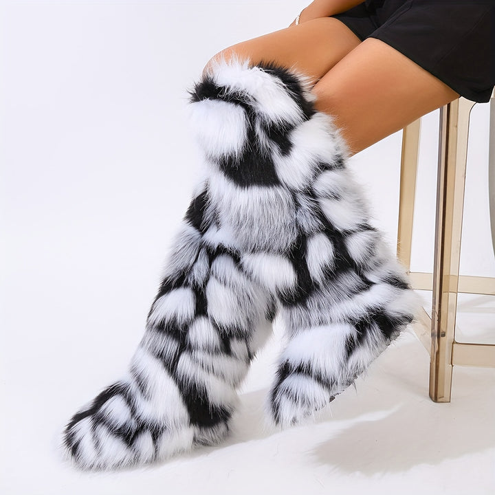 Must-Have Sexy Look Knee-High Faux Fur Women's Boots - Flossy Mom