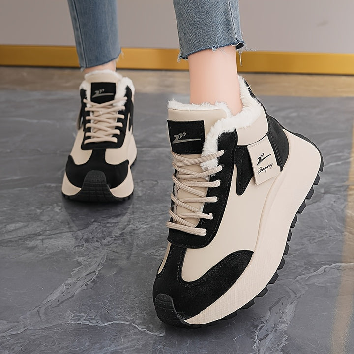 Warm Cozy Cushioned Plush Fur lining High-Top Sneakers - Flossy Mom