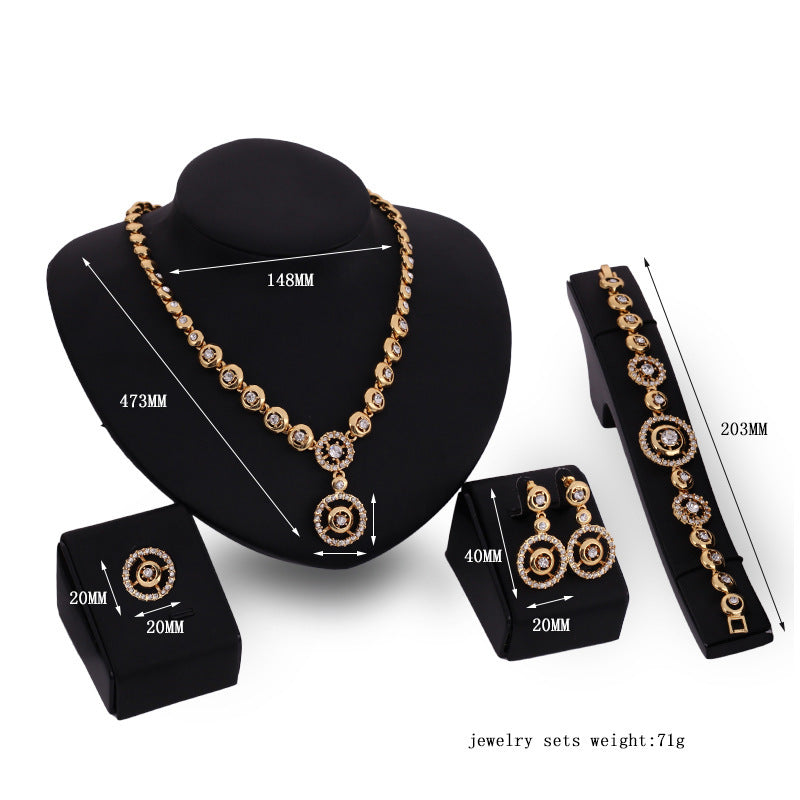 Rhinestone Jewelry Set –  Earrings, Bracelet, Ring & Necklace - Flossy Mom