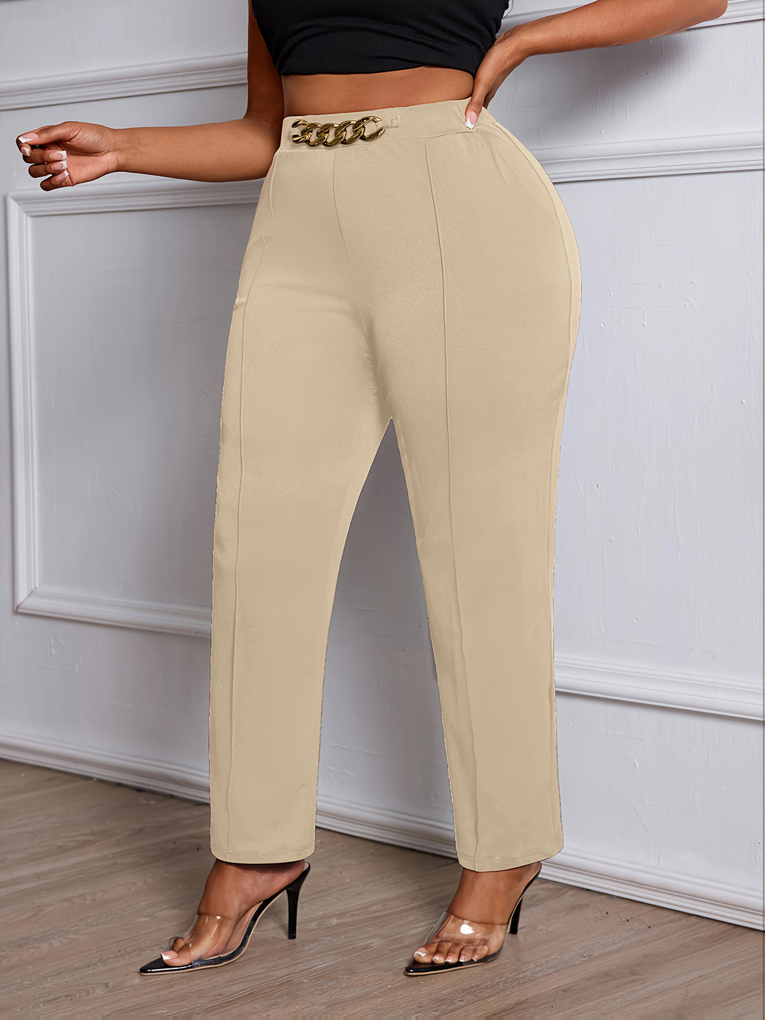 All-Day Comfort 💼 Plus Size Straight-Leg Work Pants - Flossy Mom