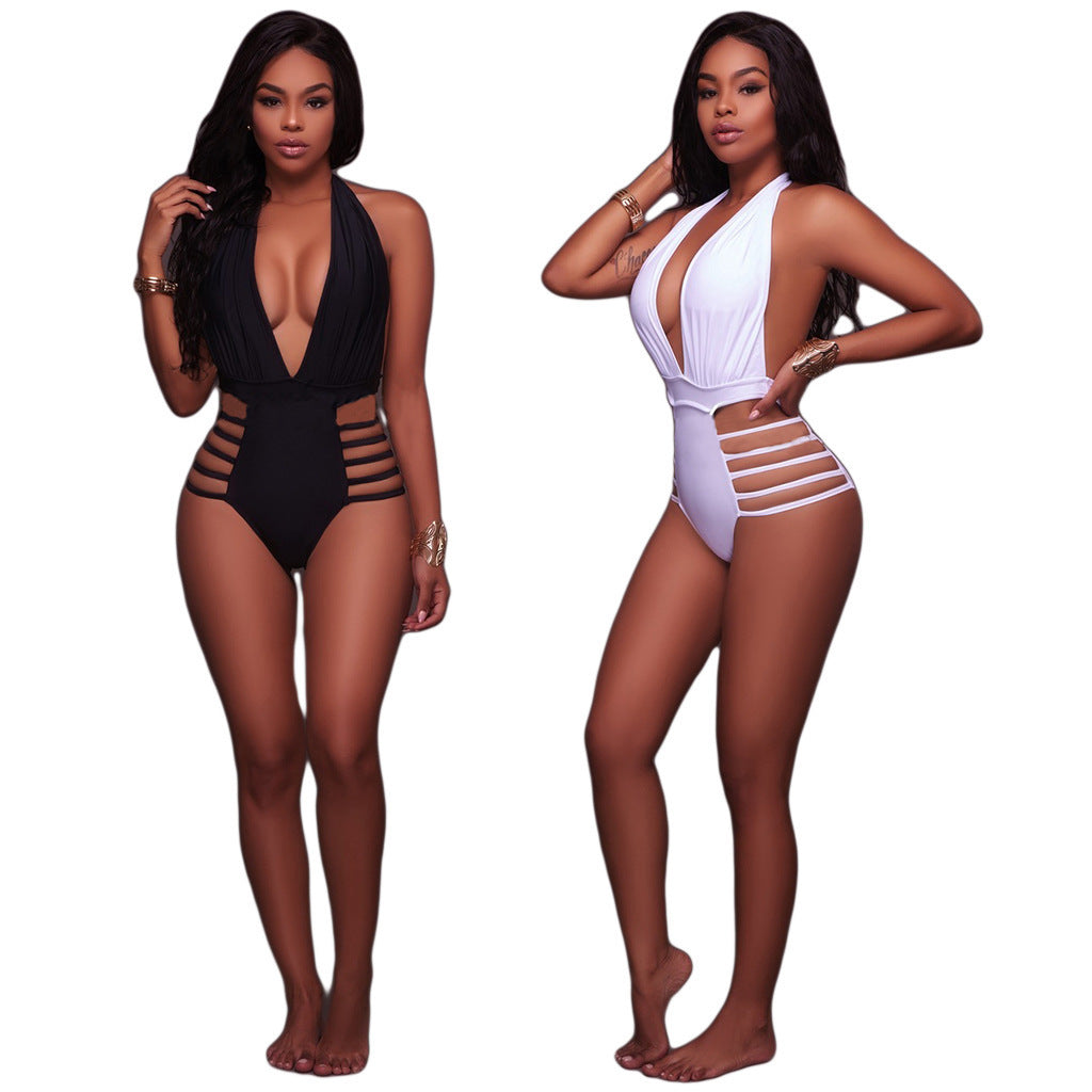 Halter Tie Cutout Back Triangle One-Piece Swimsuits