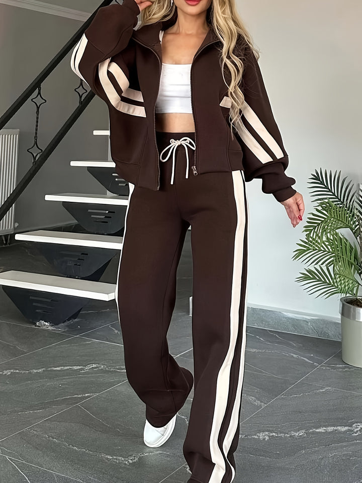 Y2K Soft Comfy Striped Plus Size Tracksuits - Flossy Mom