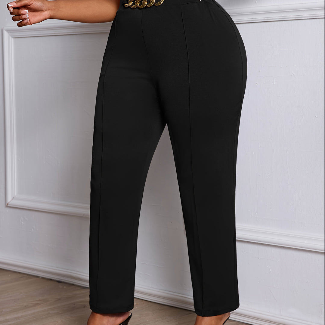 All-Day Comfort 💼 Plus Size Straight-Leg Work Pants - Flossy Mom
