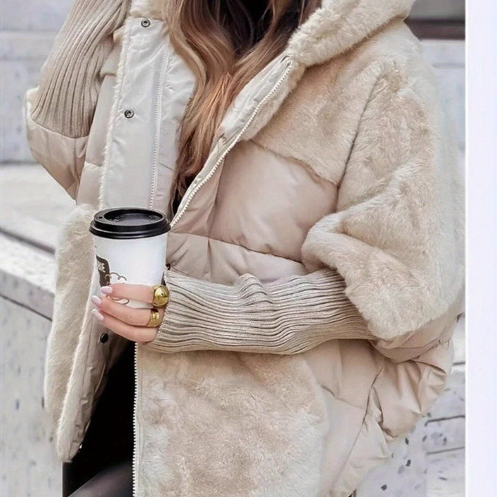 Winter Oversized Women's Coat with Faux Fur Collar - Flossy Mom