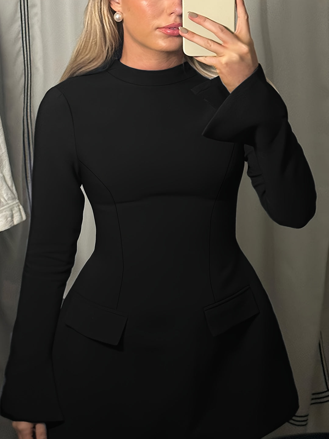 Crew Neck Body-Flattering Plus Size Stretch Dresses - Flossy Mom