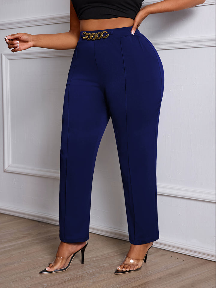 All-Day Comfort 💼 Plus Size Straight-Leg Work Pants - Flossy Mom