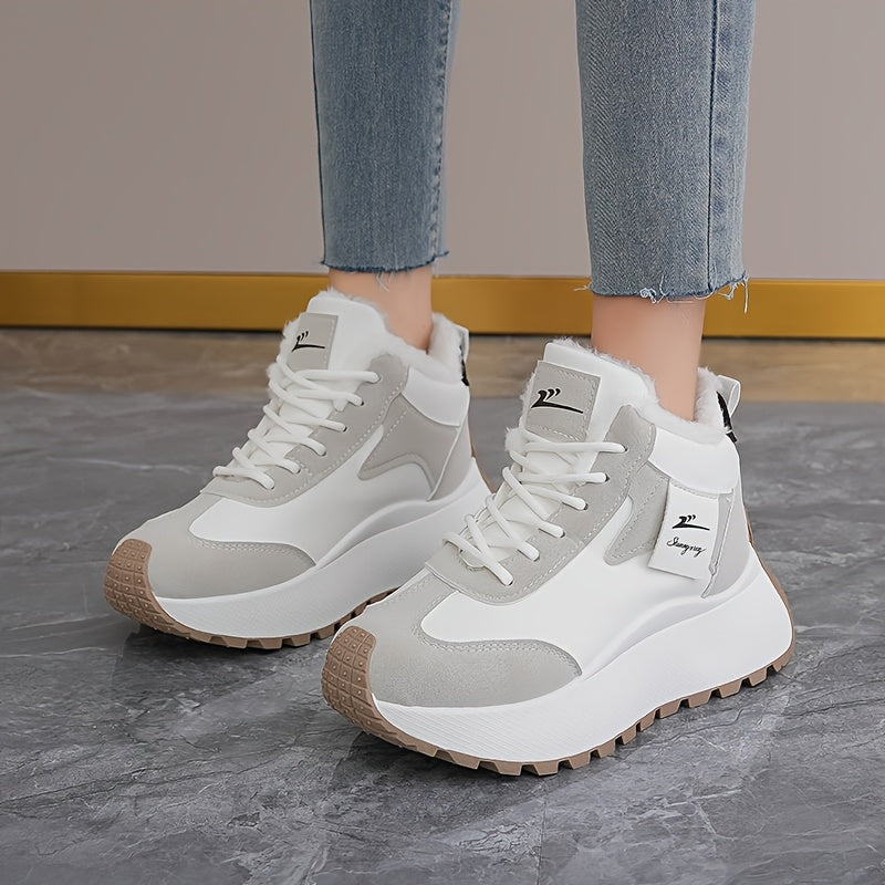 Warm Cozy Cushioned Plush Fur lining High-Top Sneakers - Flossy Mom