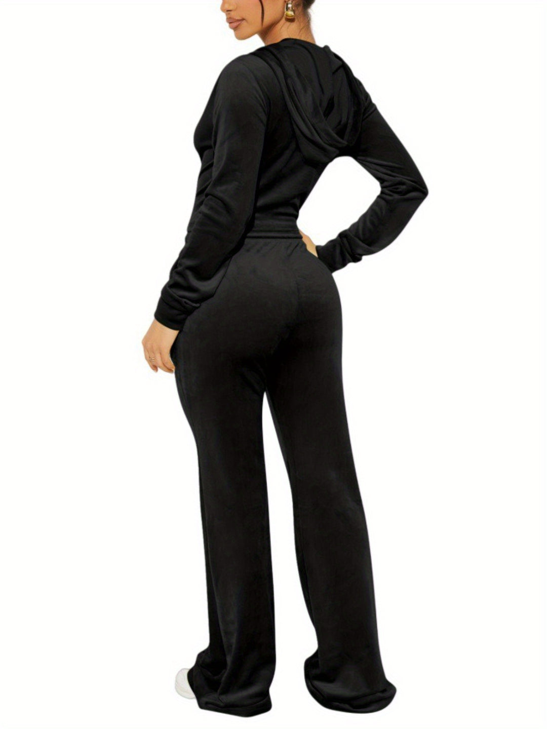 Sexy Mink Velvet Look Crop Hooded Tracksuits - Flossy Mom