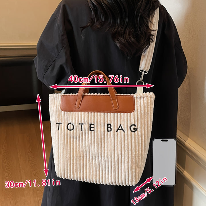 Large Zipper Tote Letter Print Golden Hardware Bags - Flossy Mom