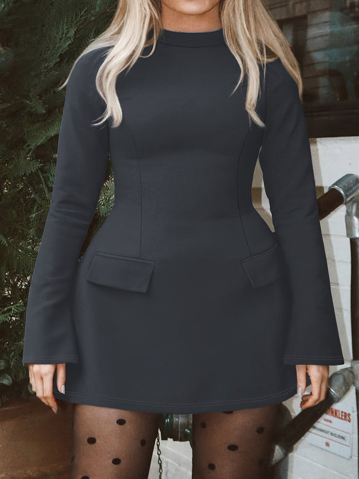 Crew Neck Body-Flattering Plus Size Stretch Dresses - Flossy Mom