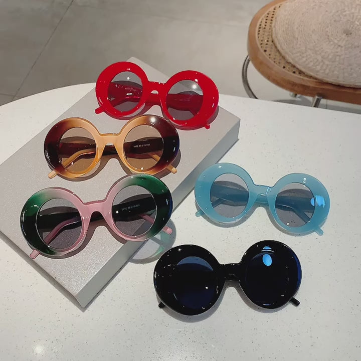 Vintage Jelly Color Oversized Round Sunglasses 