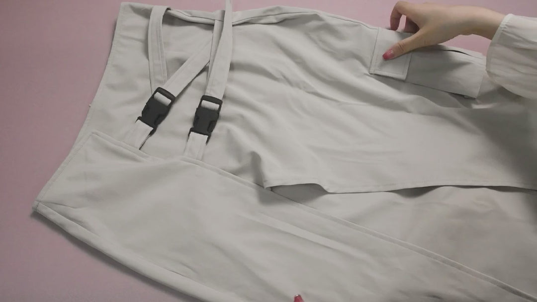 Modern Women's High Slit Belts Pockets Cargo Long Skirts