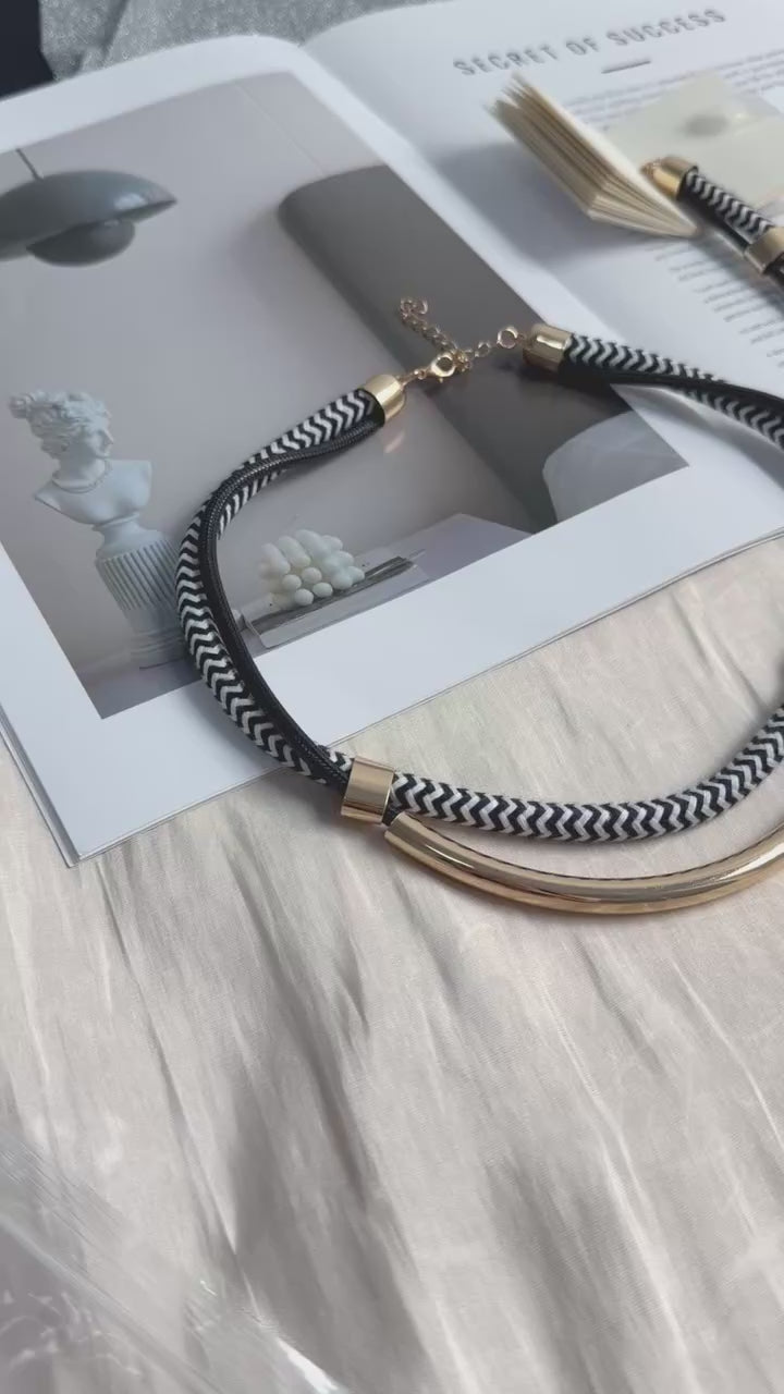 Y2K **Women's** **Luxury** **Metal Tube** **Necklace** & **Bracelet** **Jewelry Set** — **Stylish** **Hip-Hop** **Stainless Steel** **Statement Piece**