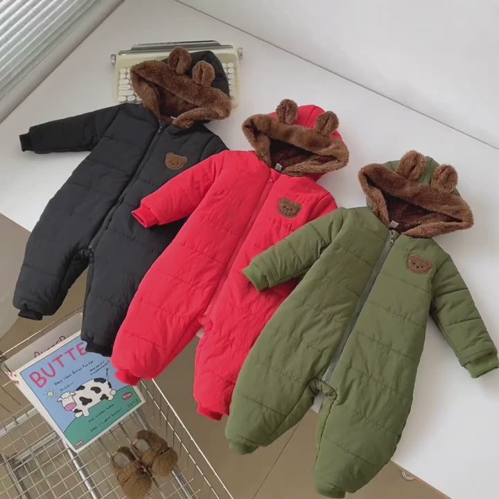 ❄️ Warm Plush-Padded Baby Boys Winter Hooded Jumpsuits