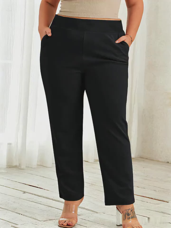 All-Day Comfort Mid-Stretch Straight Leg Plus Size Fit Pants