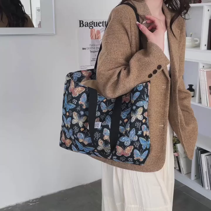 Boho Floral Canvas Tote — Tassel-Trimmed Soft Carry-All In Bloom Prints