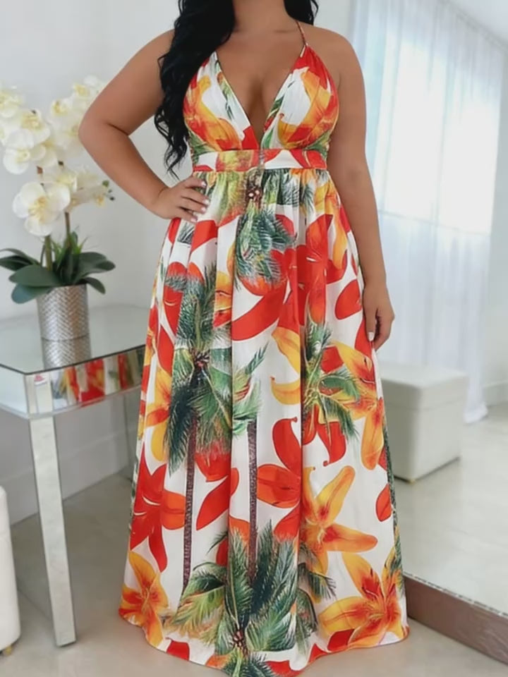 Curvy & Sexy Deep V -Neck High Waist Boho Summer Style