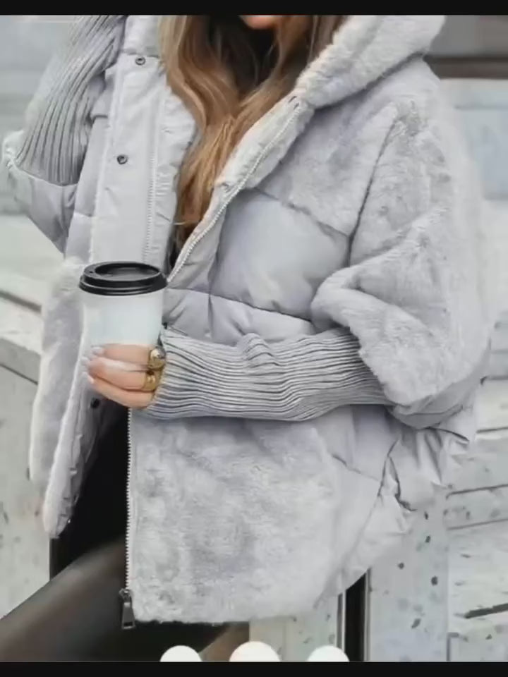 Winter Oversized Women's Coat with Faux Fur Collar