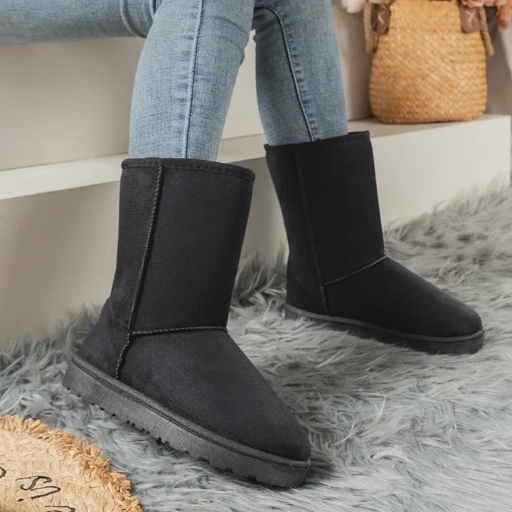 High Quality Warm Plush Fur Slip-on Mid-calf Snow Boots