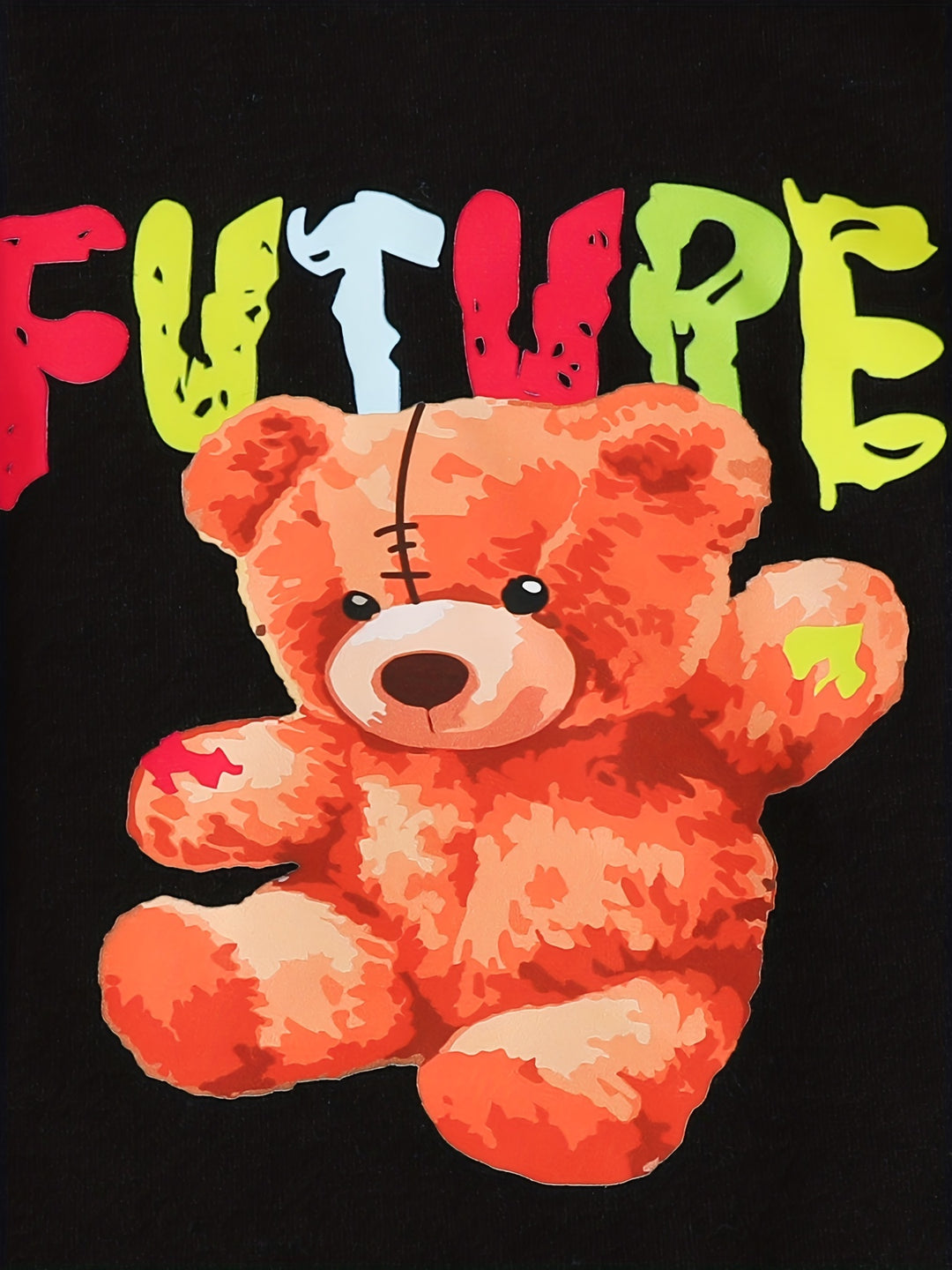 Baby Boys Cute Bear Motif Colorful "FUTURE" Print T-shirt and Shorts